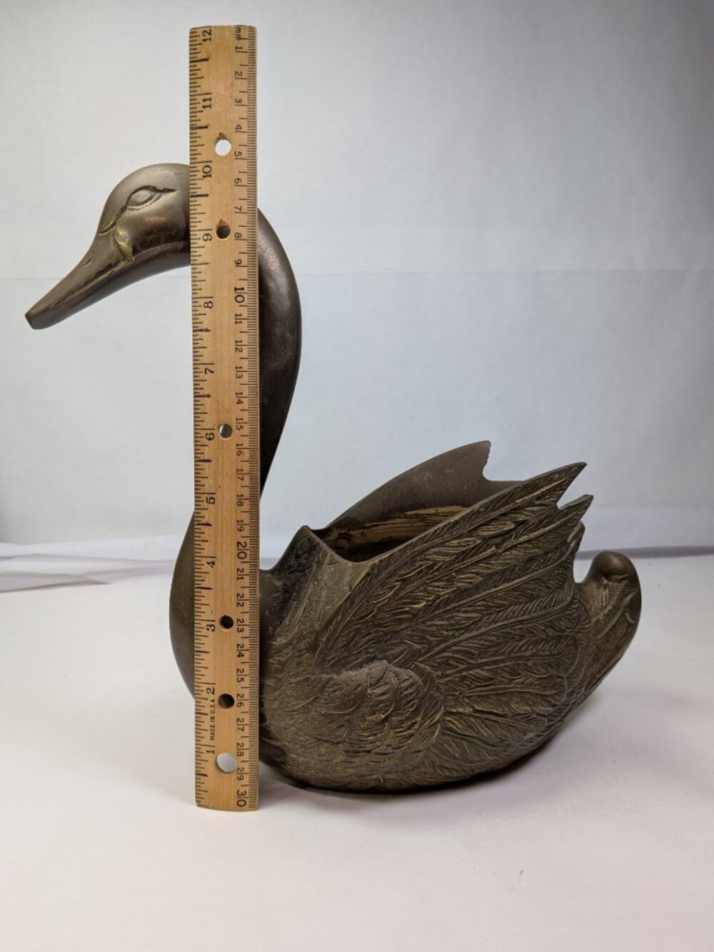 Vintage Brass Swan Vase Planter - Set of 2 - Picture 11 of 15